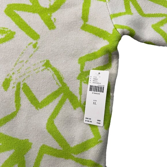 Maeve Anthropologie Carys Star Print Sweater Green XL Maximalist Twee Kidcore - Picture 7 of 10